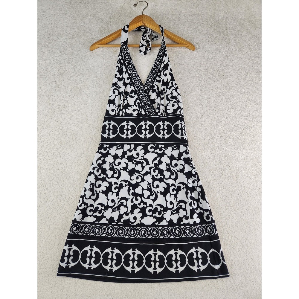 White House Black Market Womens Halter Dress Black and White Size Small USA